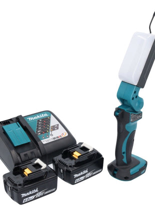 Makita DML801RG X Lampe LED de travail sans fil 18V + 2x Batteries 6,0 Ah + Chargeur + Diffuseur