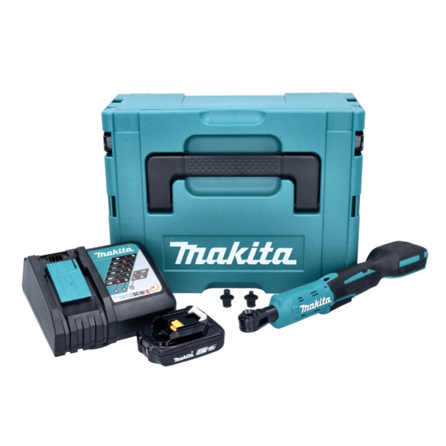 Makita DWR 180 RA1J Atornillador de carraca sin cable 18 V 47,5 Nm 1/4" 3/8" + 1x batería recargable 2,0 Ah + cargador + Makpac