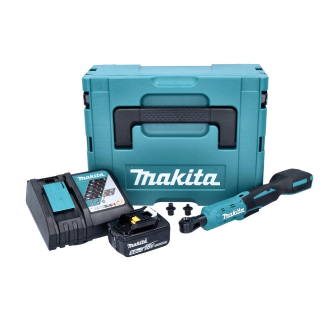 Makita DWR 180 RT1J Atornillador de carraca sin cable 18 V 47,5 Nm 1/4" 3/8" + 1x batería recargable 5,0 Ah + cargador + Makpac