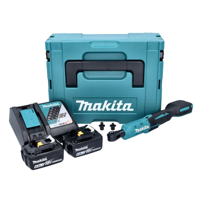 Makita DWR 180 RGJ atornillador de carraca sin cable 18 V 47,5 Nm 1/4" 3/8" + 2x batería recargable 6,0 Ah + cargador + Makpac