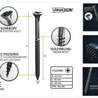 HausHalt Universal Holzbauschraube Holzschraube 4,0 x 45 mm PZ2 400 Stk. ( 000051371117 ) silber verzinkt Kreuzschlitz Pozidriv Senkkopf Teilgewinde - Toolbrothers