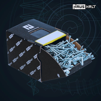 HausHalt Tornillo universal para construcción de madera tornillo para madera 3,0 x 35 mm PZ1 1000 piezas (2x 000051371099) plateado galvanizado ranura en cruz Pozidriv cabeza avellanada rosca completa