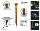 HausHalt Vis à bois universelle 5,0x60mm - PZ2 - Zinguée jaune - Cruciforme Pozidriv - Tête fraisée - Filetage total - 1000 pcs. (4x 000051371202)