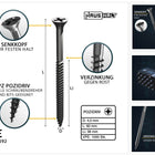 HausHalt Tornillo universal para construcción de madera tornillo para madera 4,0 x 60 mm PZ2 1000 piezas (4x 000051371154) galvanizado plateado ranura transversal Pozidriv cabeza avellanada rosca parcial