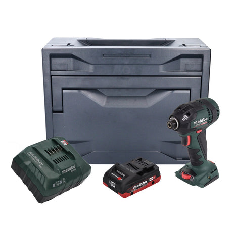 Metabo SSD 18 LTX 200 BL Atornillador de impacto a batería 18 V 200 Nm 1/4" sin escobillas + 1x batería 4,0 Ah + 1x cargador + metaCASE