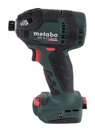 Metabo SSD 18 LTX 200 BL Atornillador de impacto a batería 18 V 200 Nm 1/4" sin escobillas + 1x batería 4,0 Ah + 1x cargador + metaCASE