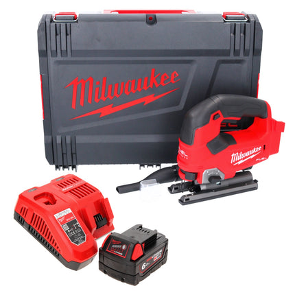 Sierra de calar a batería Milwaukee M18 FJS-601X 18 V 25 mm carrera sin escobillas + 1x batería 6,0 Ah + cargador + caja HD