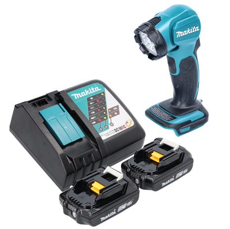 Makita DEADML 815 RA Lampada portatile a LED a batteria 14,4 - 18 V 160 lm + 2x batteria ricaricabile 2,0 Ah + caricabatterie