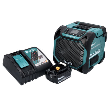 Makita DMR 203 RF1 Altoparlante Bluetooth 12 V 18 V IP64 + 1x batteria ricaricabile 3,0 Ah + caricabatterie