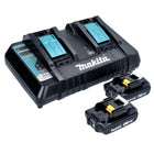 Makita Power Source Kit 18 V with 2x BL 1820 B 2.0 Ah battery ( 2x 197254-9 ) + DC 18 RD double quick charger ( 196933-6 )