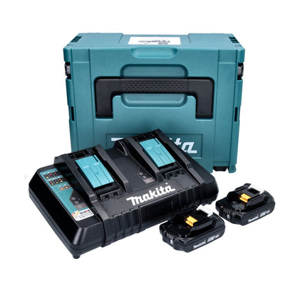 Makita Power Source Kit 18 V con 2x BL 1820 B 2.0 Ah batería ( 2x 197254-9 ) + DC 18 RD doble cargador rápido ( 196933-6 ) + Makpac