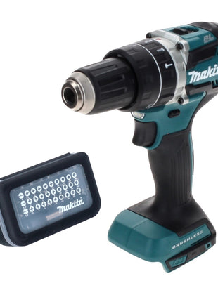 Makita DHP 484 Z Taladro percutor inalámbrico 18 V 54 Nm sin escobillas + juego de puntas 31 piezas (D-30667)