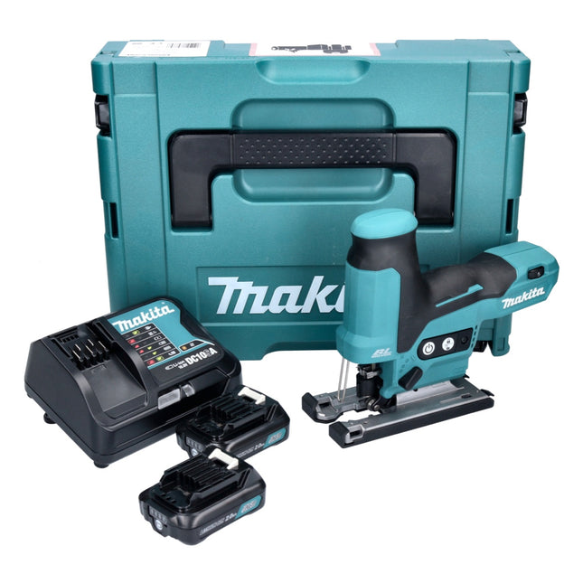 Makita JV 102 DSAJ scie sauteuse pendulaire à batterie 12 V max. Sans balais + 2x batterie 2,0 Ah + chargeur + Makpac