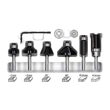 Fresadora multifuncional a batería Makita DRT 50 ZJX3 18 V sin escobillas + módulos de fresado + juego de fresas de 6 piezas + Makpac - sin batería, sin cargador