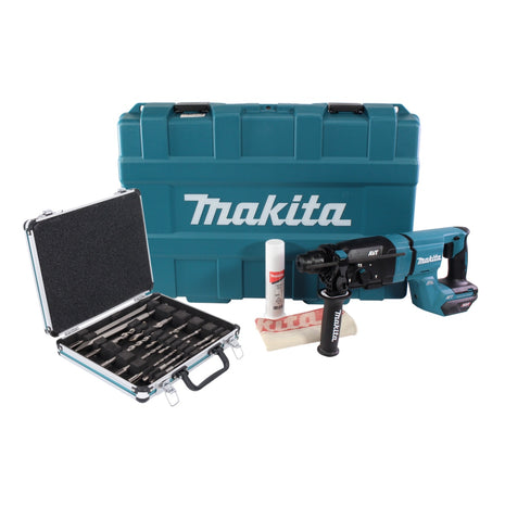 Martillo combinado a batería Makita HR 007 GZ01 40 V máx. 3,0 J SDS plus XGT + juego de taladro y cincel de 13 piezas + maletín - sin batería, sin cargador