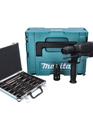 Makita HR 2630 TJ Perfo-burineur 800W 2,4J SDS Plus + Mandrin de serrage rapide + Set de forets et burins 13 pcs. + Coffret Makpac