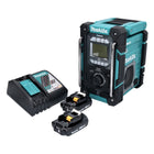 Radio de obra sin cable Makita DMR 301 RA 12 V máx. - 18 V DAB / DAB+ / Bluetooth + 2x batería recargable 2,0 Ah + cargador