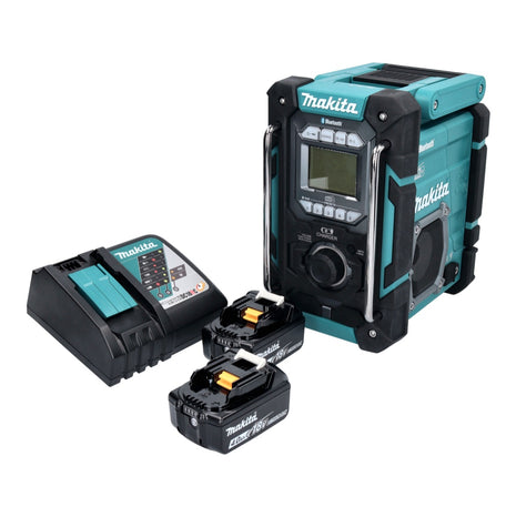 Makita DMR 301 RM radio de obra con batería 12 V máx. - 18 V DAB / DAB+ / Bluetooth + 2x baterías 4,0 Ah + cargador