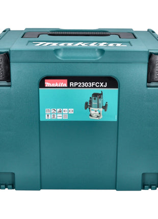 Makita RP 2303 FCXJ Défonceuse 2100 watt 70 mm stroke + stop + 15 pcs. tool set jeu de fraises + Makpac