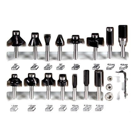 Fresadora Makita RP 2303 FCXJ 2100 vatios carrera 70 mm + tope + set cortador 15 piezas + Makpac