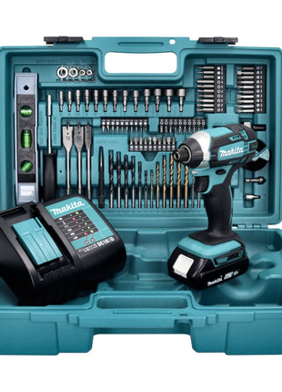 Llave de impacto a batería Makita DTD 152 SAX5 18 V 165 Nm + 1x batería 2,0 Ah + cargador + set de accesorios 101 piezas + estuche