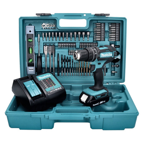 Makita DHP 482 SAX5 cordless impact drill 18 V 62 Nm + 1x rechargeable battery 2.0 Ah + charger + 101-piece accessory set + case