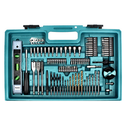 Makita DHP 482 SAX5 trapano a percussione a batteria 18 V 62 Nm + 1x batteria ricaricabile 2,0 Ah + caricabatterie + set di accessori da 101 pezzi + valigetta