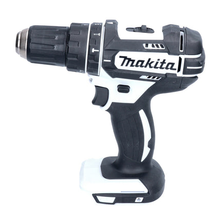 Taladro percutor inalámbrico Makita DHP 482 SAX5W blanco 18 V 62 Nm + 1x batería 2,0 Ah + cargador + set de accesorios 101 piezas + estuche
