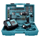 Makita DHP 480 SAX5 Akku Schlagbohrschrauber 18 V 54 Nm + 1x Akku 2,0 Ah + Ladegerät + 101 tlg. Zubehör Set + Koffer