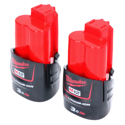 Milwaukee battery set 2x M12 B3 12 V 3.0 Ah / 3000 mAh Li-Ion ( 2x 4932451388 )