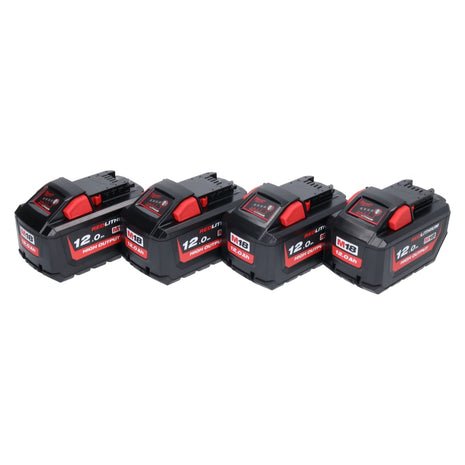 Milwaukee M18 HB12 High Output Akku Set 4x 18 V 12,0 Ah / 12000 mAh Li-Ion ( 4x 4932464260 ) mit Ladestandsanzeige - Toolbrothers