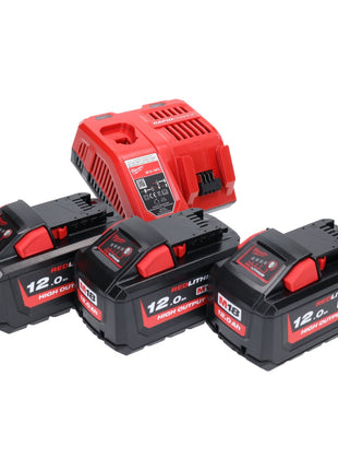 Milwaukee M18 NRG-1203 Akku Starter Set 3x 18 V 12,0 Ah / 12000 mAh Li-Ion Akku ( 3x 4932464260 ) + M12-18 FC Schnell Ladegerät ( 4932451079 ) - Toolbrothers