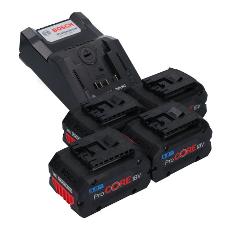 Bosch Kit de démarrage - 4x Batteries GBA ProCORE 18 V 8,0 Ah (4x 1600A016GK) + Chargeur GAL 18V-160 C (1600A019S5)