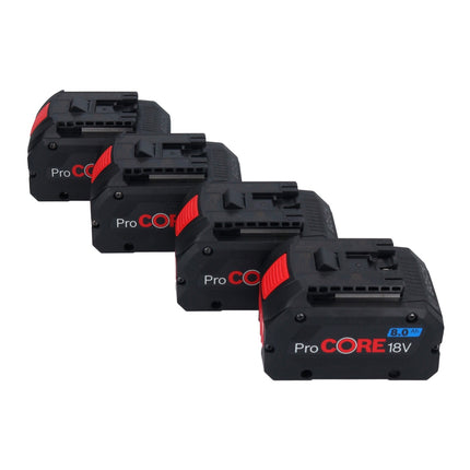 Set básico Bosch con 4 baterías GBA ProCORE 18 V 8,0 Ah (4x 1600A016GK) + cargador GAL 18V-160 C (1600A019S5)