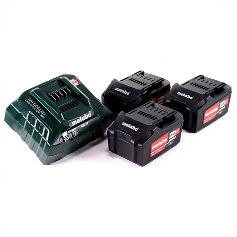 Metabo Set de base 3x bloc batterie Li-Power 18 V 4,0 Ah CAS Li-Ion + chargeur ASC 55 ( 685049000 )