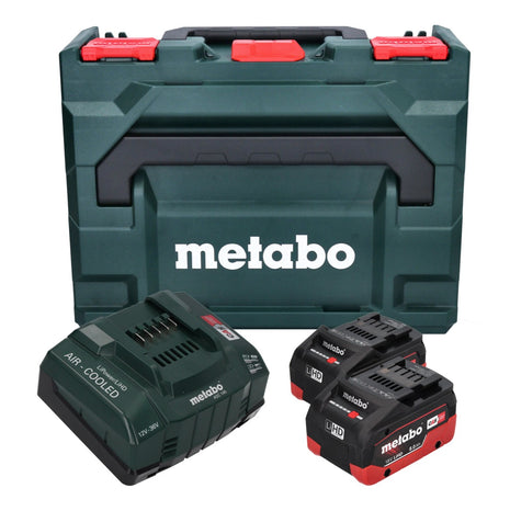 Podstawowy zestaw Metabo 2x akumulator Li-Power 18 V 8,0 Ah CAS Li-Ion ( 685131590 ) + ładowarka ASC 145 + metaBOX