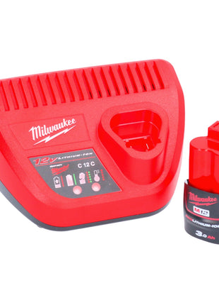 Kit de inicio de batería Milwaukee M12 NRG-301 12 V 3,0 Ah / 3000 mAh Li-Ion (4932451388) + cargador M12-C12C (4932352000)