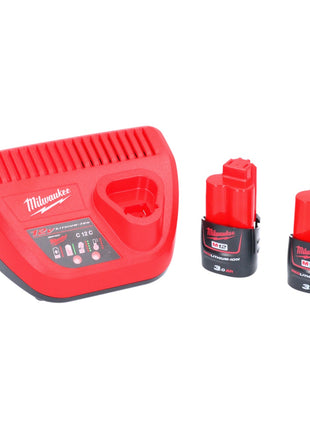 Milwaukee M12 NRG-302 Akku Starter Set 2x 12 V 3,0 Ah / 3000 mAh Li-Ion Akku ( 4933451902 ) + M12-C12C Ladegerät