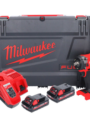 Llave de impacto a batería Milwaukee M18 FIW2F12-302X 18 V 339 Nm 1/2" sin escobillas + 2x batería 3.0 Ah + cargador + caja HD