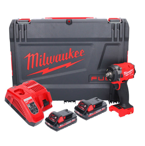 Llave de impacto a batería Milwaukee M18 FIW2F12-302X 18 V 339 Nm 1/2" sin escobillas + 2x batería 3.0 Ah + cargador + caja HD