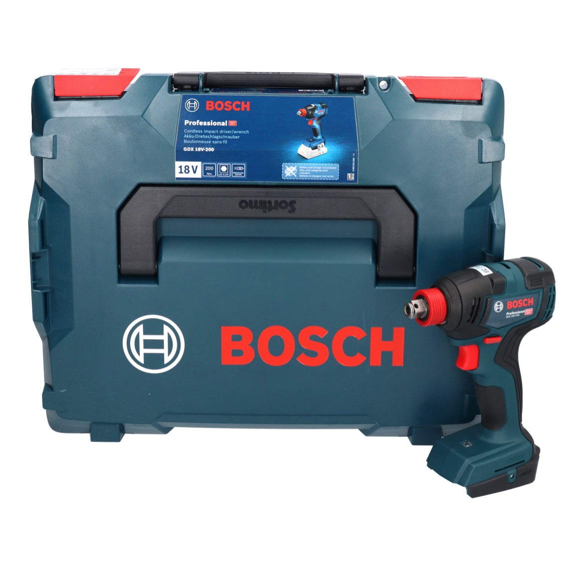 Bosch GDX 18V-200 Llave de impacto profesional con acumulador 18 V 200 Nm sin escobillas ( 06019J2205 ) + L-BOXX - sin acumulador, sin cargador