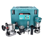 Makita RT 0702 CX2J Fresadora multifunción 710 W 6 / 8 mm + módulo fresadora + módulo fresadora de cantos + módulo fresadora de ángulos + Makpac