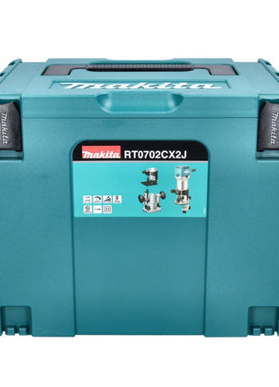 Makita RT 0702 CX2J Wielofunkcyjna frezarka górnowrzecionowa 710 W 6/8 mm + moduł frezarki górnowrzecionowej + moduł frezarki krawędziowej + moduł frezarki kątowej + Makpac