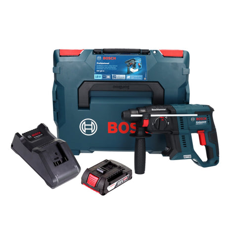 Bosch GBH 18V-21 Taladro percutor inalámbrico profesional 18 V 2,0 J sin escobillas + 1x batería 2,0 Ah + cargador + L-BOXX