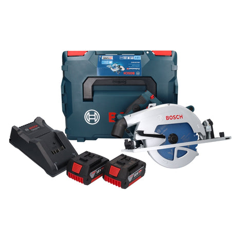 Sierra circular inalámbrica Bosch GKS 18V-68 GC Professional 18 V 190 mm Biturbo Brushless + 2x baterías 5,0 Ah + cargador + L-BOXX