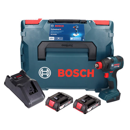 Bosch GDX 18V-200 Llave de impacto rotativa a batería profesional 18 V 200 Nm sin escobillas + 2x baterías 2,0 Ah + cargador + L-BOXX