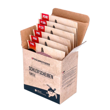 Bosch GEX 18V-125 Lijadora excéntrica profesional a batería 18 V 125 mm sin escobillas + 4x juego de lijado Toolbrothers TURTLE + L-BOXX - sin batería, sin cargador