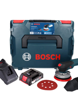 Lijadora excéntrica a batería Bosch GEX 18V-125 Professional 18 V 125 mm sin escobillas + 1x batería 2,0 Ah + cargador + L-BOXX