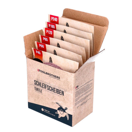 Lijadora excéntrica a batería Bosch GEX 18V-125 Professional 18 V 125 mm sin escobillas + 1x batería 4,0 Ah + 1x juego de lijado Toolbrothers TURTLE + L-BOXX - sin cargador