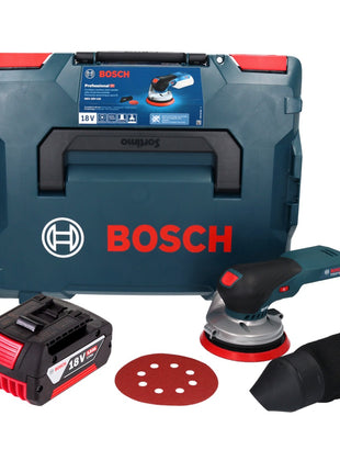 Bosch GEX 18V-125 Lijadora excéntrica a batería profesional 18 V 125 mm sin escobillas + 1x batería 5,0 Ah + L-BOXX - sin cargador